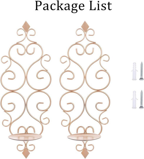 Set 2 Sziqiqi Iron Wall Candle Sconce Candle Holder of Wall Mounted Candle Sconces Holder, for Bedroom Dining Room