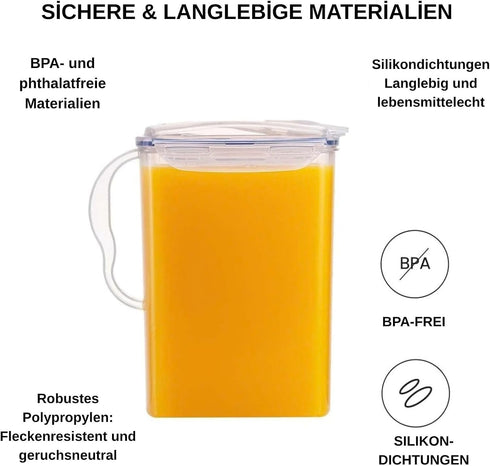 2 LocknLock Aqua Fridge Door Water Jug with Handle BPA Free Plastic Pitcher with Flip Top Lid Perfect for Making Teas