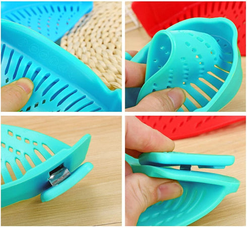2 Pcs Clip on Strainers, Silicone Pot Strainer for Pasta Meat Vegetables, Fit All Pots and Bowls