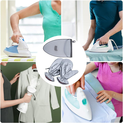 3PCS Garment Steamer Ironing Gloves - Waterproof Anti Steam Mitt with Finger Loop, Heat Resistant Protective Gloves