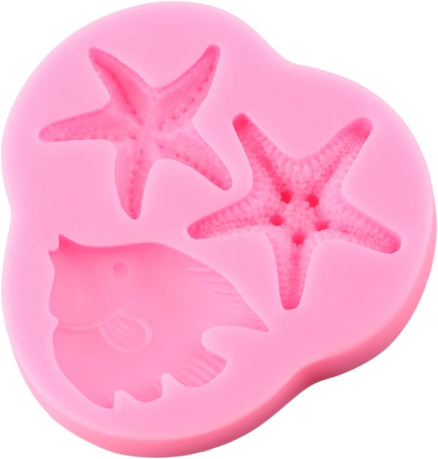 Marine Theme Silicone Mold, Starfish Fondant Molds for Cake Decoration, Cupcake Topper, Chocolate