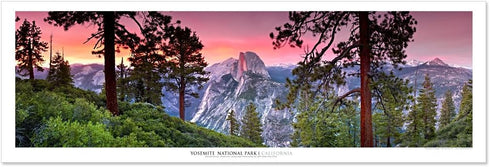 Award Winning Landscape Panoramic Art Print Poster: Yosemite National Park (Sunset)
