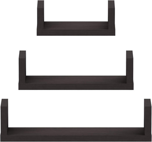 FURINNO Indo Wall Mounted Floating Shelves, Espresso