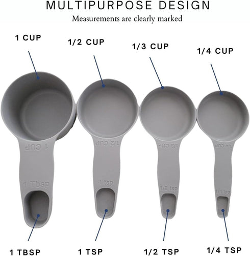Storage Theory 2-in-1 Measuring Cups & Spoons Set - Gray Kitchen Gadget for Baking, Cooking & Coffee - Food Grade