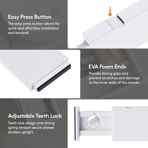 Lifewit 4 Pack Drawer Dividers - Plastic 4" High Adjustable Organizers for Clothes - Expandable Storage