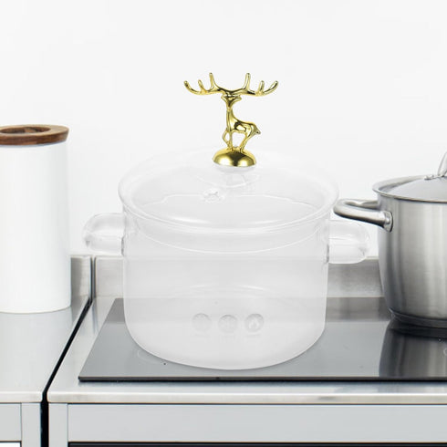 Tofficu Borosilicate Soup Pot Christmas Elk Clear Cooking Noodle Pot Pan Household Clear Soup Pot Kitchen Cooking Pot with Lid by Tofficu