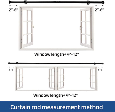 Standard Decorative Window Curtain Rods, 30 to 45 Inch, 5/8 Inch Diameter Heavy Duty Drapery Rod Set with Brackets -