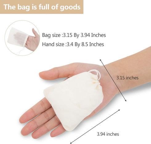 50Pcs Cotton Muslin Bags, 3.94 x 3.15 Inches Eco-friendly Drawstring Bags for Crafts, Teas, Soaps