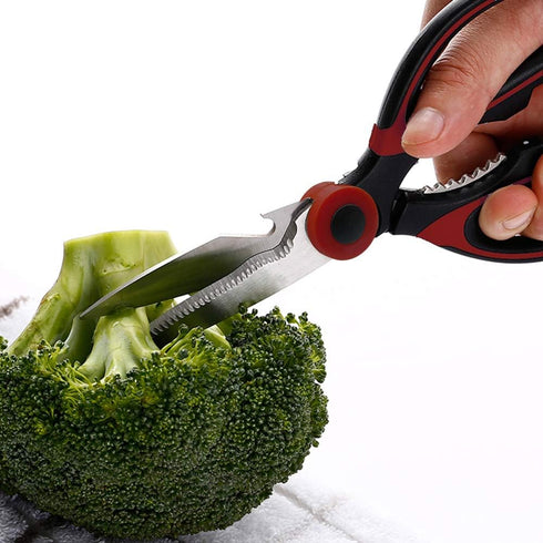 Acelone Premium Kitchen Shears, Heavy Duty Ultra Sharp Stainless Steel Multi-function Scissors (Red Black)