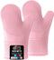 Gorilla Grip Heat and Slip Resistant Silicone Oven Mitts Set, Waterproof, Long Flexible Gloves for Cooking, Pink