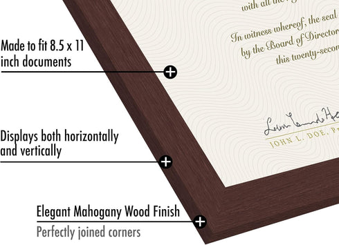 Americanflat 8.5x11 Diploma Frame with Shatter-Resistant Glass, Mahogany Document Frame
