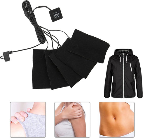 3 Gears USB Electric Heating Pads, Portable Waterproof Heater Pads with 5 Jacket Sheets for Winter Camping