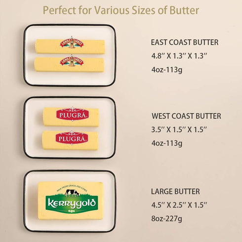 Sweejar 7.3 Inch Ceramic Butter Dish with Handle Lid, Large Porcelain Butter Keeper with Cover, Perfect for East/West