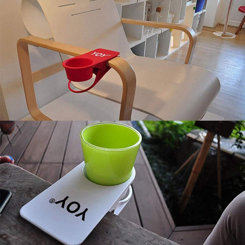 2 Pack YOY Drink Cup Holder Clip - Table Desk Side Water Glass Beer Bottle Beverage Soda Coffee Mug Holder Cup Saucer