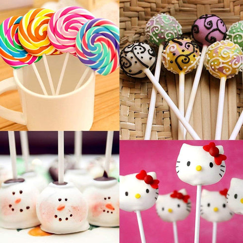 100Pcs 6 Inch Cake Pop Sticks, White Paper Lollipop Sticks for Cookies, Candy, Chocolate, Cake Topper