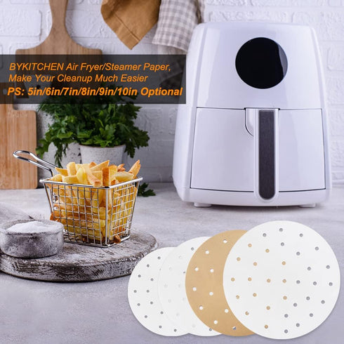 Air Fryer Parchment Paper, Set of 200, 8 inch Round Liners for Airfryer, Steaming Basket, Perforated
