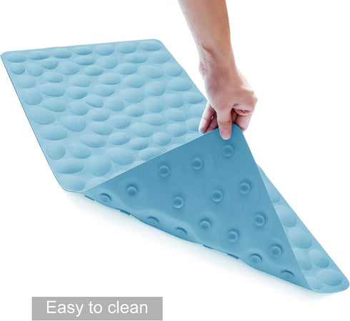 OTHWAY Non-Slip Bathtub Mat - Soft Rubber Bathroom Bathmat with Strong Suction Cups (Lake Blue, 16x31.5 inch)