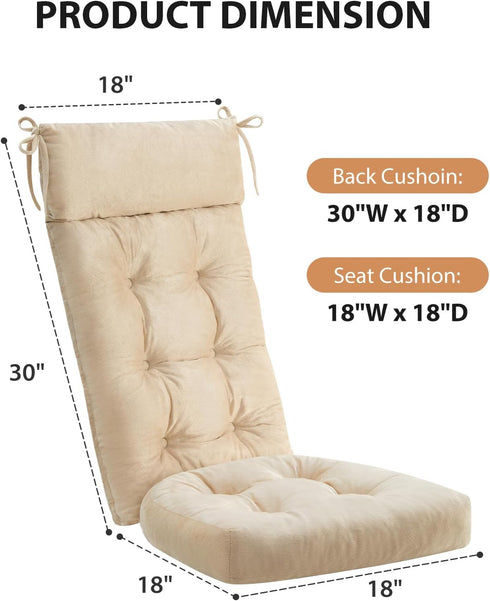 Set Rocking Chair Cushions Indoor & Outdoor, Patio Glider Rocking Chair Cushions with Ties, Use on Porch, Nursery