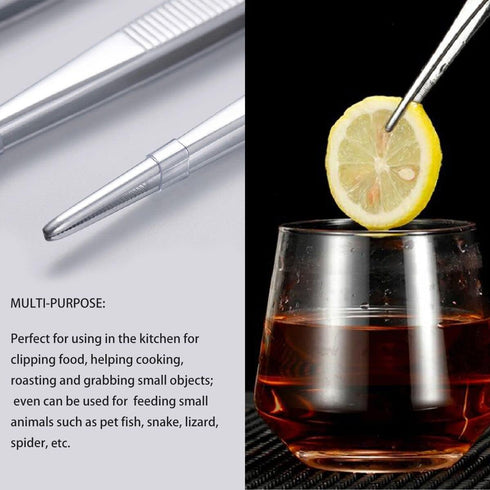 LEEFONE Kitchen Tweezers Set, 2 PCS 12 Inch Stainless Steel Food Tweezers with Precision Serrated Tips for Cooking &