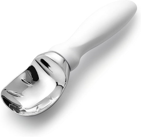 Commercial Frozen Spring Chef White Ice Cream Scoop with Comfortable Handle - Heavy Duty Metal Ice Cream Scooper