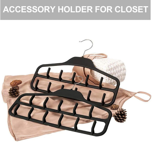 FairyHaus Belt Hanger Organizer 2 Pack, Non Slip Tie Rack Holder, Durable Hanging Closet Accessory Hooks