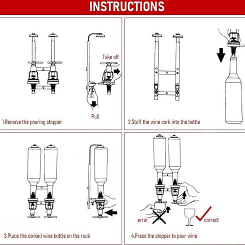 4 Nozzle Set Bottle Wall Mounted Liquor Dispenser Bar Butler Bracket Solo Optic Spirit Wine Beer Alcohol Bottle