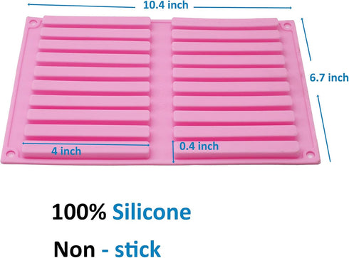 X-Haibei 20 Bars Biscuit Chocolate Sticks Silicone Mold, 10cm Length