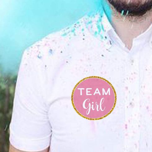 Gold Gender Reveal Stickers, 80 Pack Team Boy and Team Girl Baby Shower Labels, 2 Inch