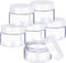 6 Pack 2 oz Plastic Pot Jars, Round Clear Leak Proof Cosmetic Container Jars with White Lids for Travel Storage