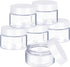 6 Pack 2 oz Plastic Pot Jars, Round Clear Leak Proof Cosmetic Container Jars with White Lids for Travel Storage