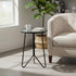 Table,12" LIFFY Outdoor Side Indoor Small Round Glass Tabletop Accent Table with Metal Frame, Home Decorative Plant