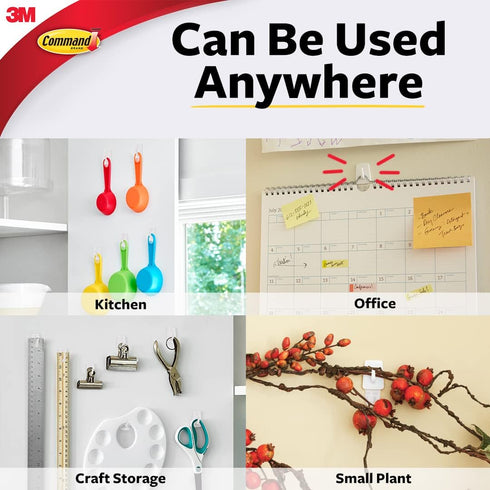Command Micro Hooks, White, 3 Hooks, 4 Strips for Damage-Free Organizing