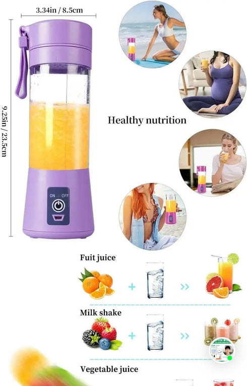 E&M's Portable Blender & Juicer Combo, USB Rechargeable, Pink, Medium