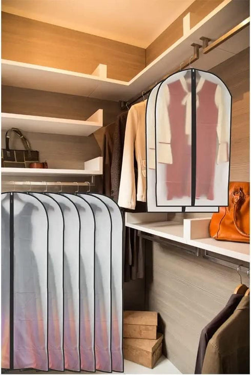 Dress Bags for Hanging Clothes - 12 PCS Transparent Waterproof Dustproof Garment Bags for Long Dresses, Costumes,