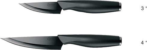 Cestari Charcuterie Board Accessories - 3 Inch Ceramic Paring Knife with Sheath, Black Mirror Finish Blade