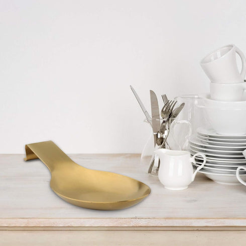Stainless Steel Spoon Rest, Utensil Holder, Brushed Finish, Dishwasher Safe, 9.8 x 3.7 Inch, Gold 2PCS