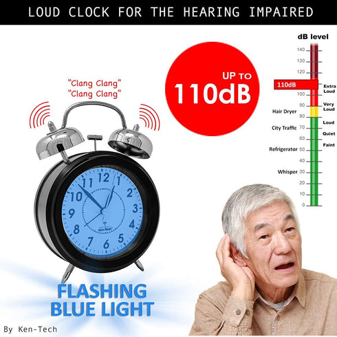 Sonnet Twin Bell Alarm Clock, SONNET-T-4678 - Very Loud, Battery Operated, Black
