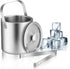 LUCKYGOOBO Mini Ice Bucket Portable Double Wall Ice Bucket with Tong,Stainless Steel Hotel Bucket/Champagne Bucket/Beverage Bucket,Size 1.3 Liters 5.5 x 5.5 in,Serveware for Party,Event,and Camping. by LUCKYGOOBO