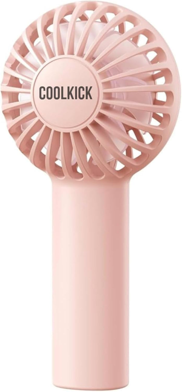 CoolKick Mini Portable Hand Fan, USB Rechargeable Small Pocket Fan, 3 Speeds for Travel, Summer, Concerts