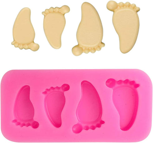 Rainmae 6Pcs Cute Baby Silicone Fondant Cake Mold, Baby Birthday Party Kitchen Baking Moulds for Cake Decorating