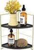 Kitchen Spice Rack Standing Shelf, 2-Tier Corner Storage Shelf, Bathroom Countertop Organizer, Gold & Black