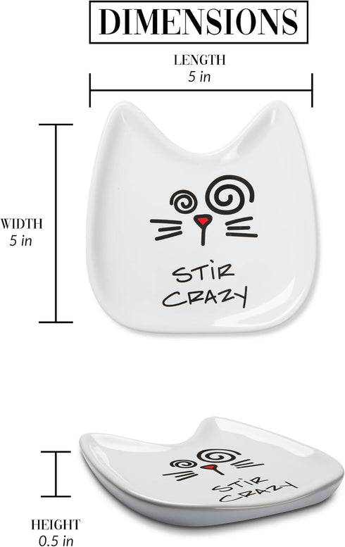 Pavilion Gift Company Blobby Cat Spoon Rest, "Stir Crazy", 5", White