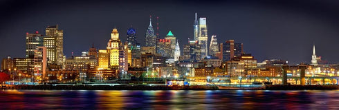 Philadelphia Skyline UNFRAMED Photo Print Night from East, 11.75 inches x 36 inches, PHOTOSBYJON