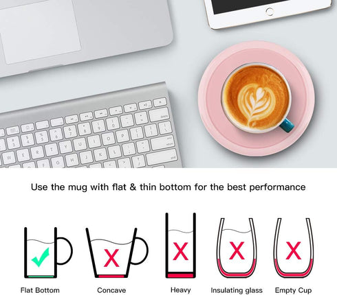 Smart Coffee Warmer, BESTINNKITS Auto On/Off Mug Warmer for Office Desk Use, Pink