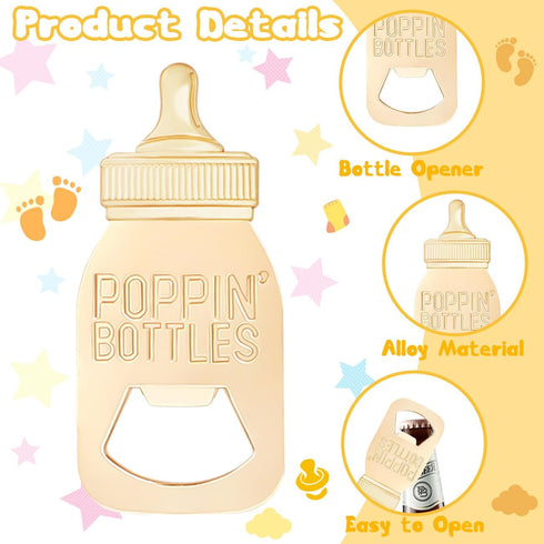 50 PCS Golden Baby Bottle Openers for Baby Shower Favors Gifts,Poppin Bottle Baby Shower,Bottle Opener for Guests