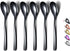Black Demitasse Espresso Spoons, 5.5'' Mini Coffee Spoons, Set of 6 Stainless Steel, Dishwasher Safe