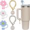 3PCS Straw Cover for Stanley Cup 30&40 Oz, Flower Silicone Straw Topper with Initial Letter Charm
