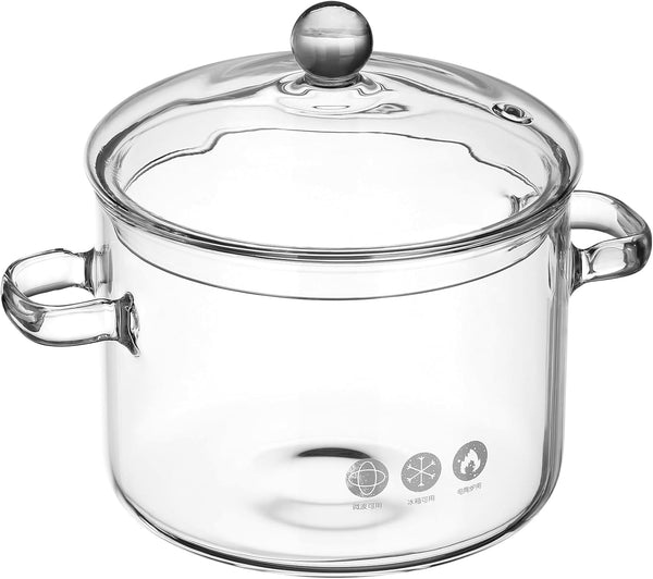 Glass Saucepan for Kitchen, Transparent Cooking Pot, Clear Mixing Glass Pot for Soup, Household Use