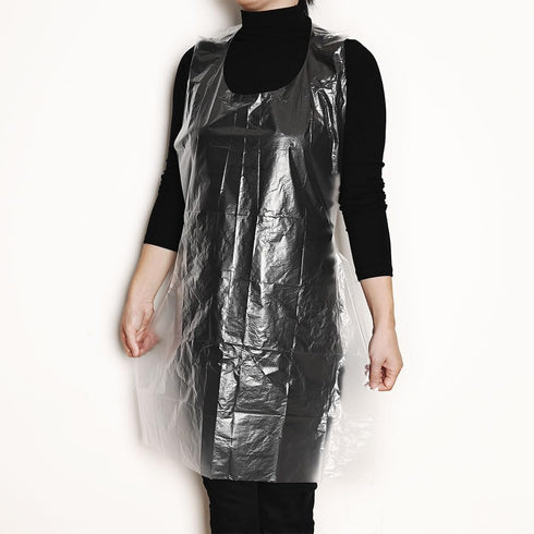 Disposable Aprons (50 Count) - Waterproof Plastic Apron for Painting, Cooking, Housework, and Picnics