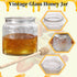 Honey Pot, Airtight Glass Honey Jar with Bamboo Lid and Dipper Stick, 17oz Square Sunflower Container for Home